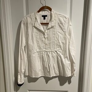 J. Crew Ivory Blouse with Lace Detail